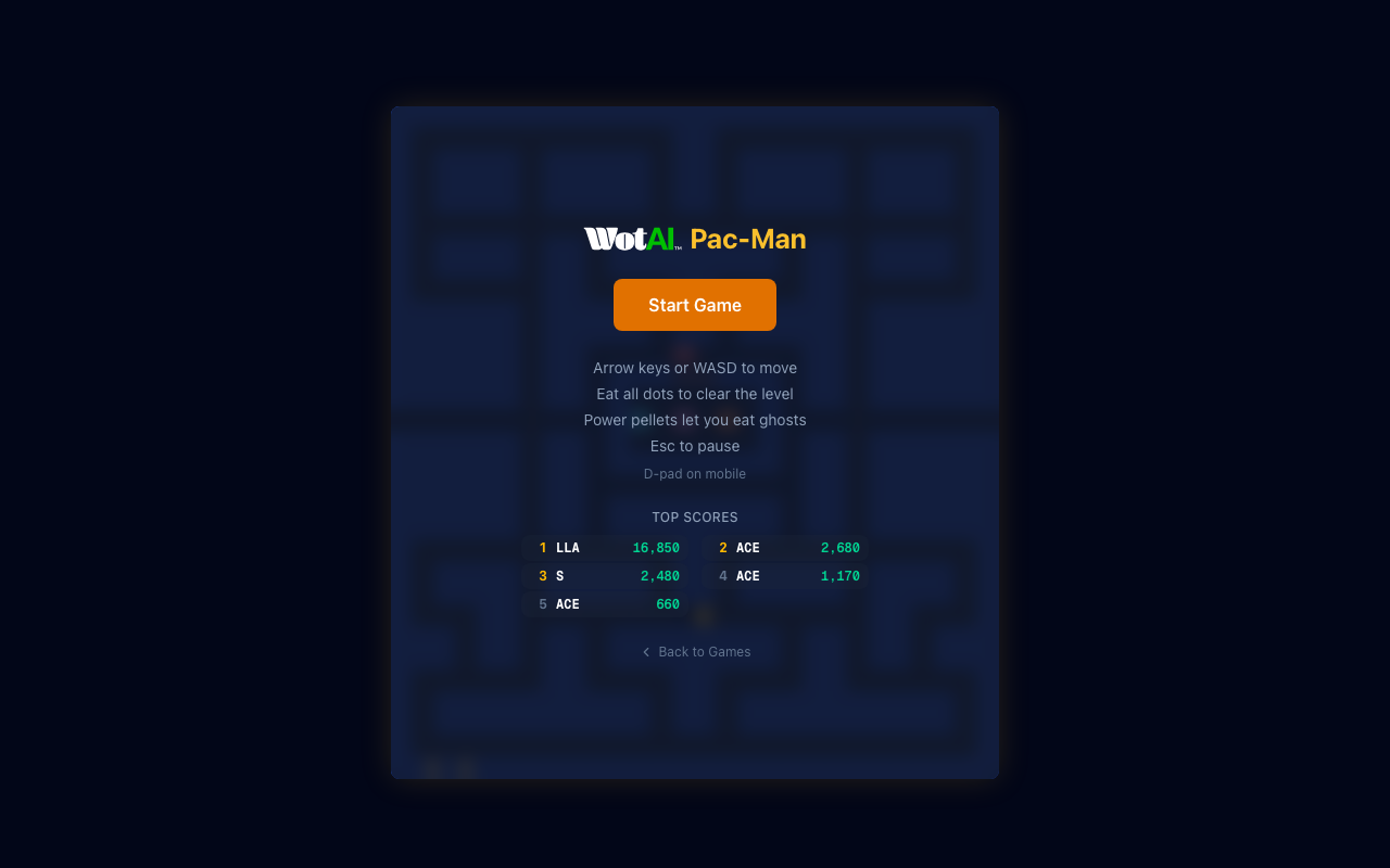 吃豆人（WotAI Games，Vibe Coding 生成）