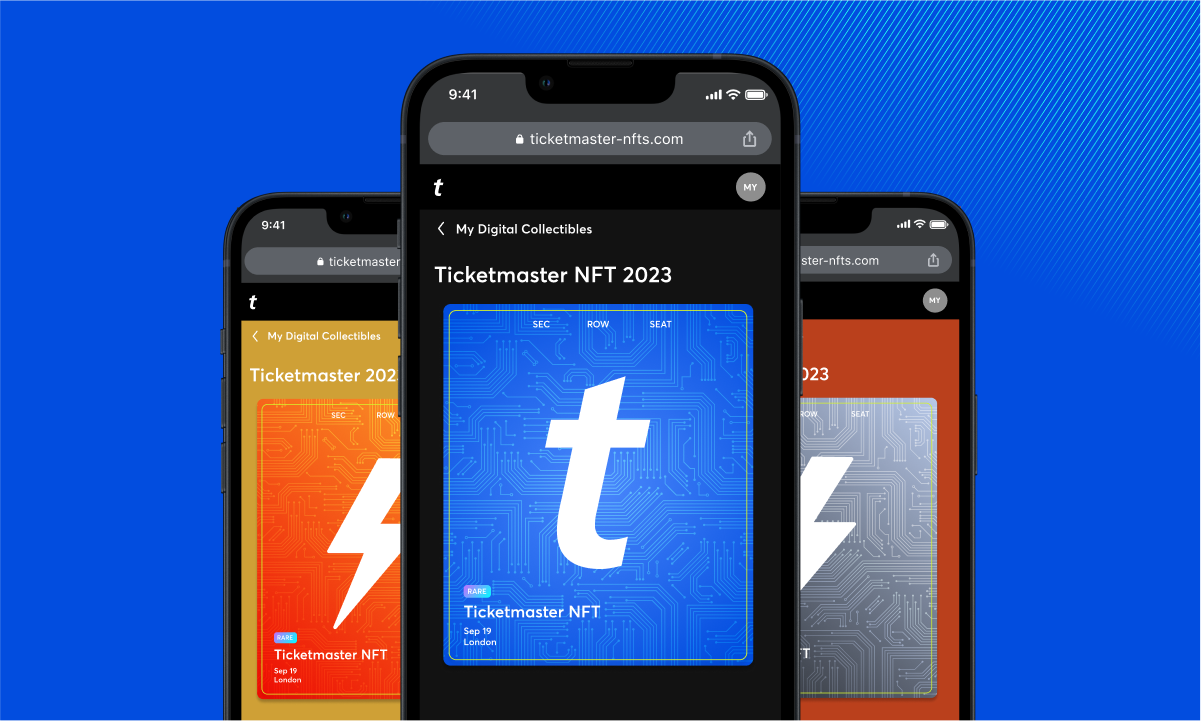 Ticketmaster 官方展示的 NFT 数字藏品界面